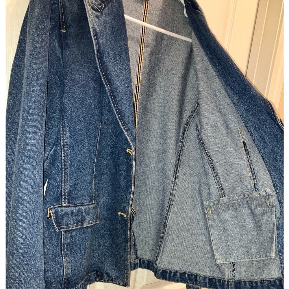 Bushwacker Denim Blazer Jacket Women’s Size 16 Blue Jean Coat 100% Cotton Fall - Picture 7 of 7